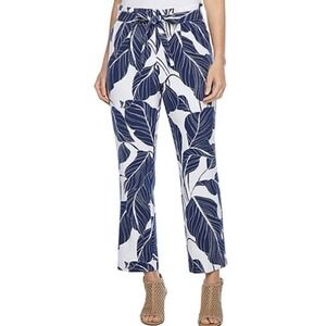 Liz Claiborne Plus American Navy Blue leaves Mid Rise Cropped Ankle Pants, 12